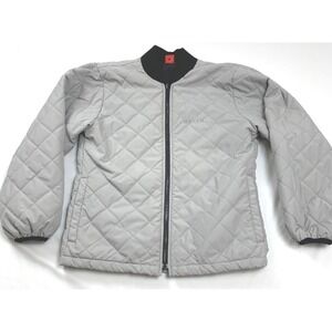 Helix Quilted Bomber Jacket Mens S Gray Diamond Puff Full Zip Lightweight Coat